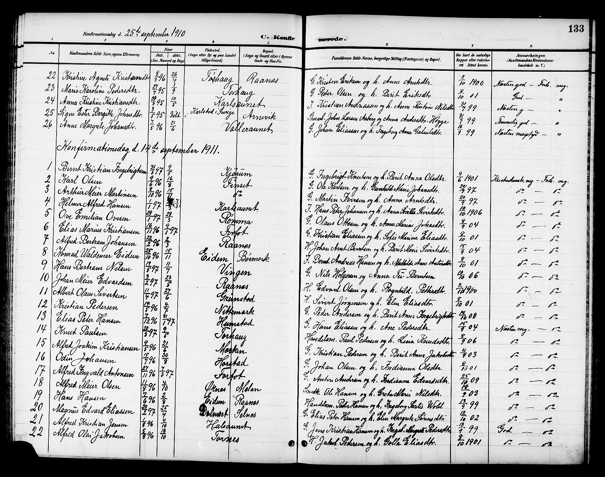 Ministerialprotokoller, klokkerbøker og fødselsregistre - Sør-Trøndelag, SAT/A-1456/655/L0688: Parish register (copy) no. 655C04, 1899-1922, p. 133