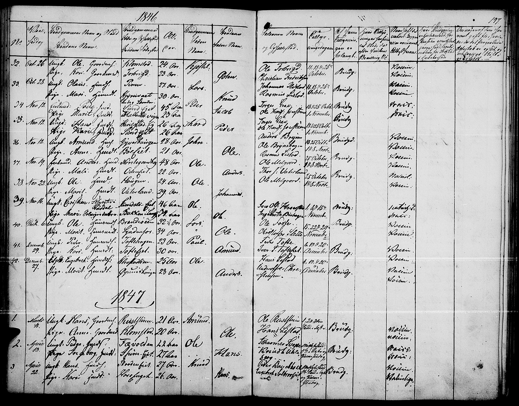 Fron prestekontor, SAH/PREST-078/H/Ha/Haa/L0004: Parish register (official) no. 4, 1839-1848, p. 197