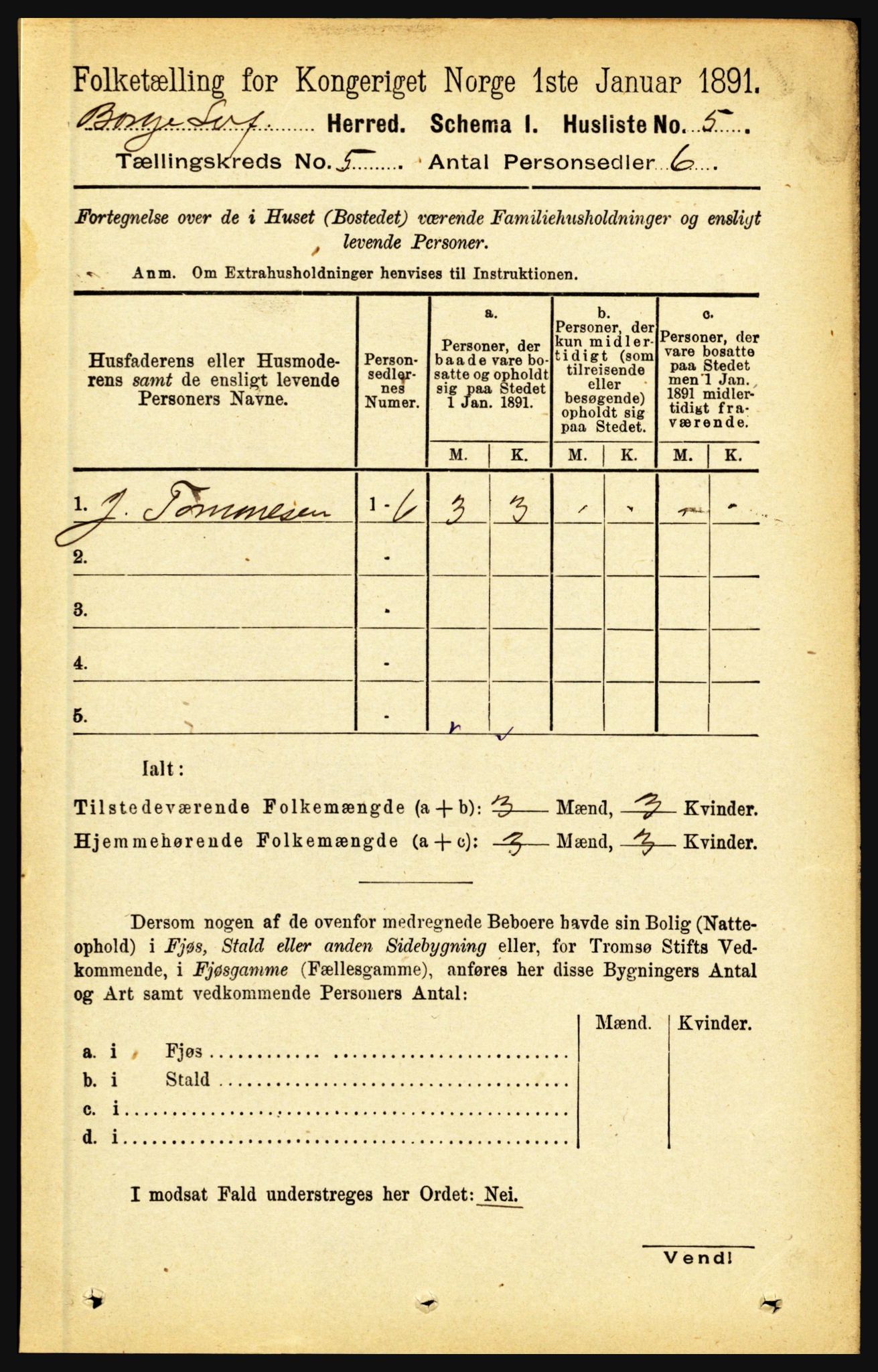 RA, 1891 census for 1862 Borge, 1891, p. 2949