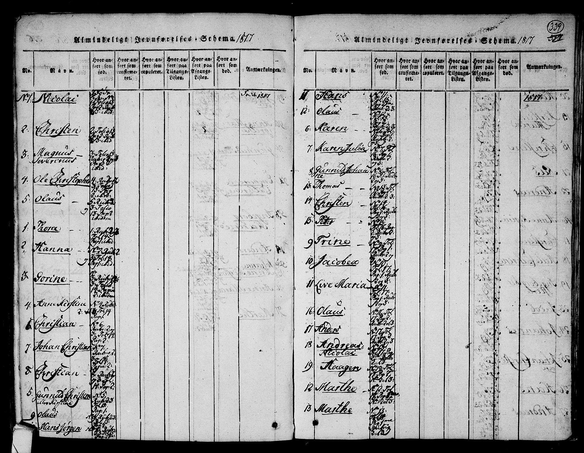 Hurum kirkebøker, SAKO/A-229/F/Fa/L0009: Parish register (official) no. 9, 1816-1826, p. 339