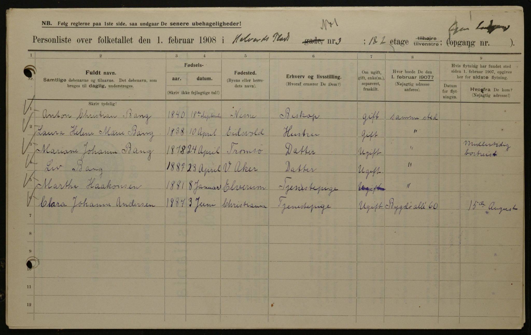 OBA, Municipal Census 1908 for Kristiania, 1908, p. 79263