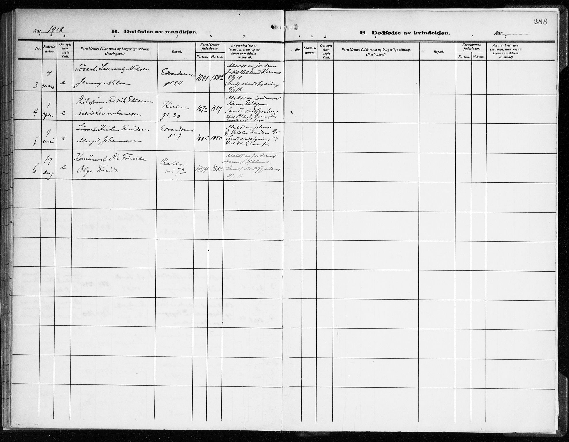 Sandviken Sokneprestembete, SAB/A-77601/H/Ha/L0007: Parish register (official) no. B 4, 1912-1924, p. 288