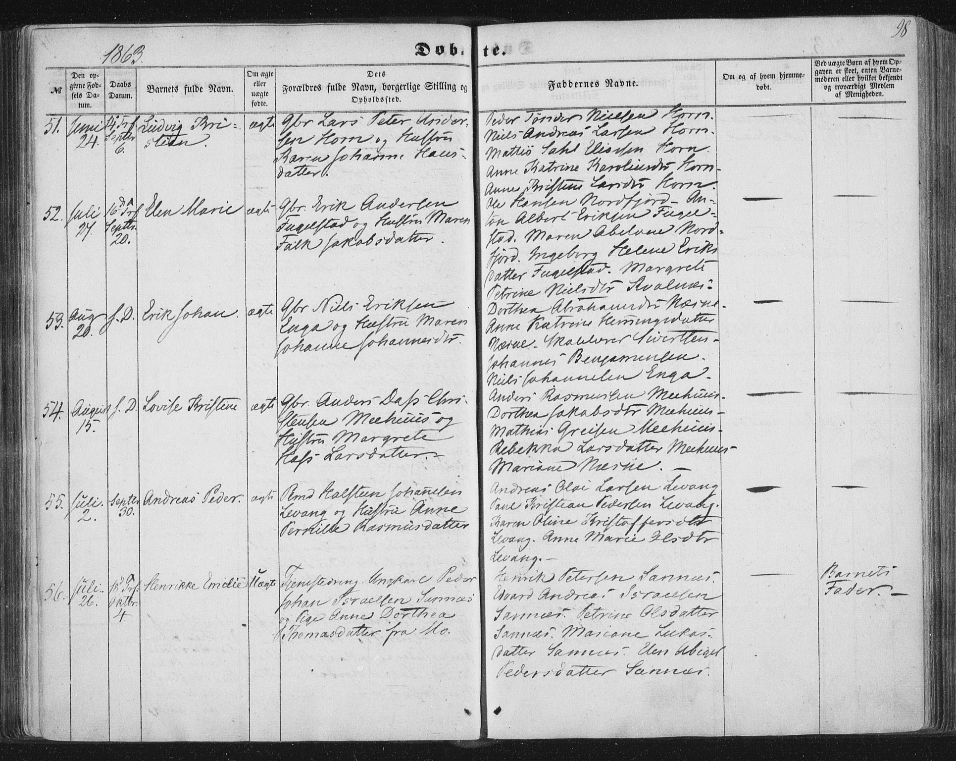 Ministerialprotokoller, klokkerbøker og fødselsregistre - Nordland, AV/SAT-A-1459/838/L0550: Parish register (official) no. 838A08, 1855-1865, p. 98