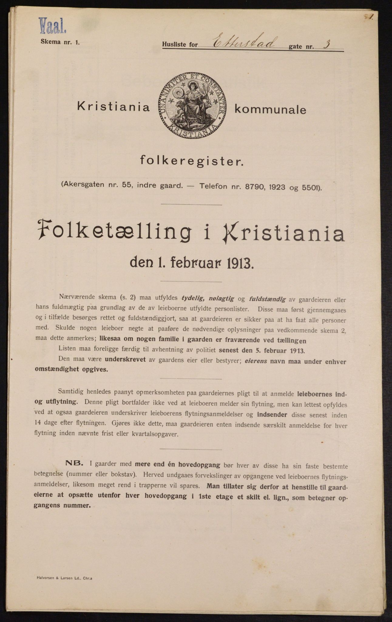 OBA, Municipal Census 1913 for Kristiania, 1913, p. 22463