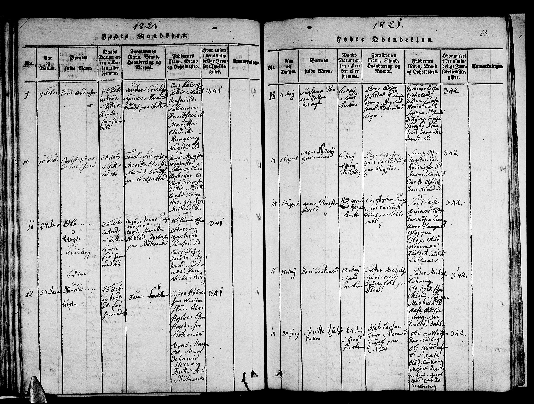 Stord sokneprestembete, AV/SAB-A-78201/H/Haa: Parish register (official) no. A 5, 1816-1825, p. 68