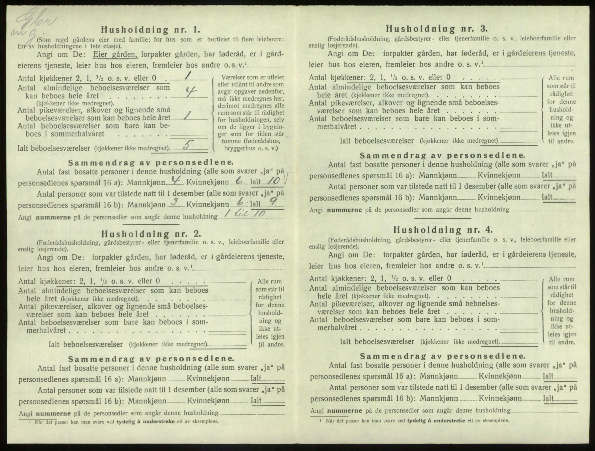 SAB, 1920 census for Fjaler, 1920, p. 1325