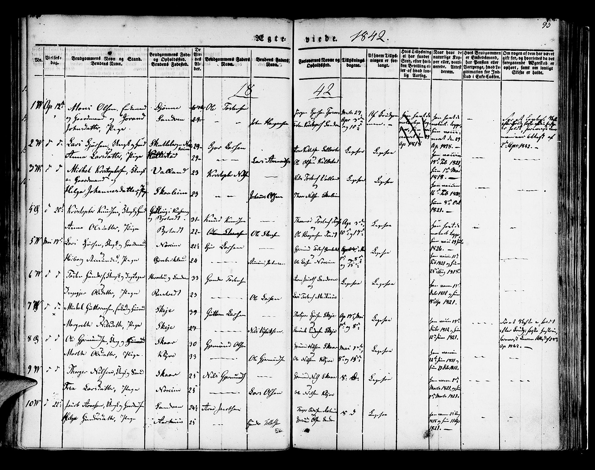 Kvam sokneprestembete, SAB/A-76201/H/Haa: Parish register (official) no. A 7, 1832-1843, p. 93