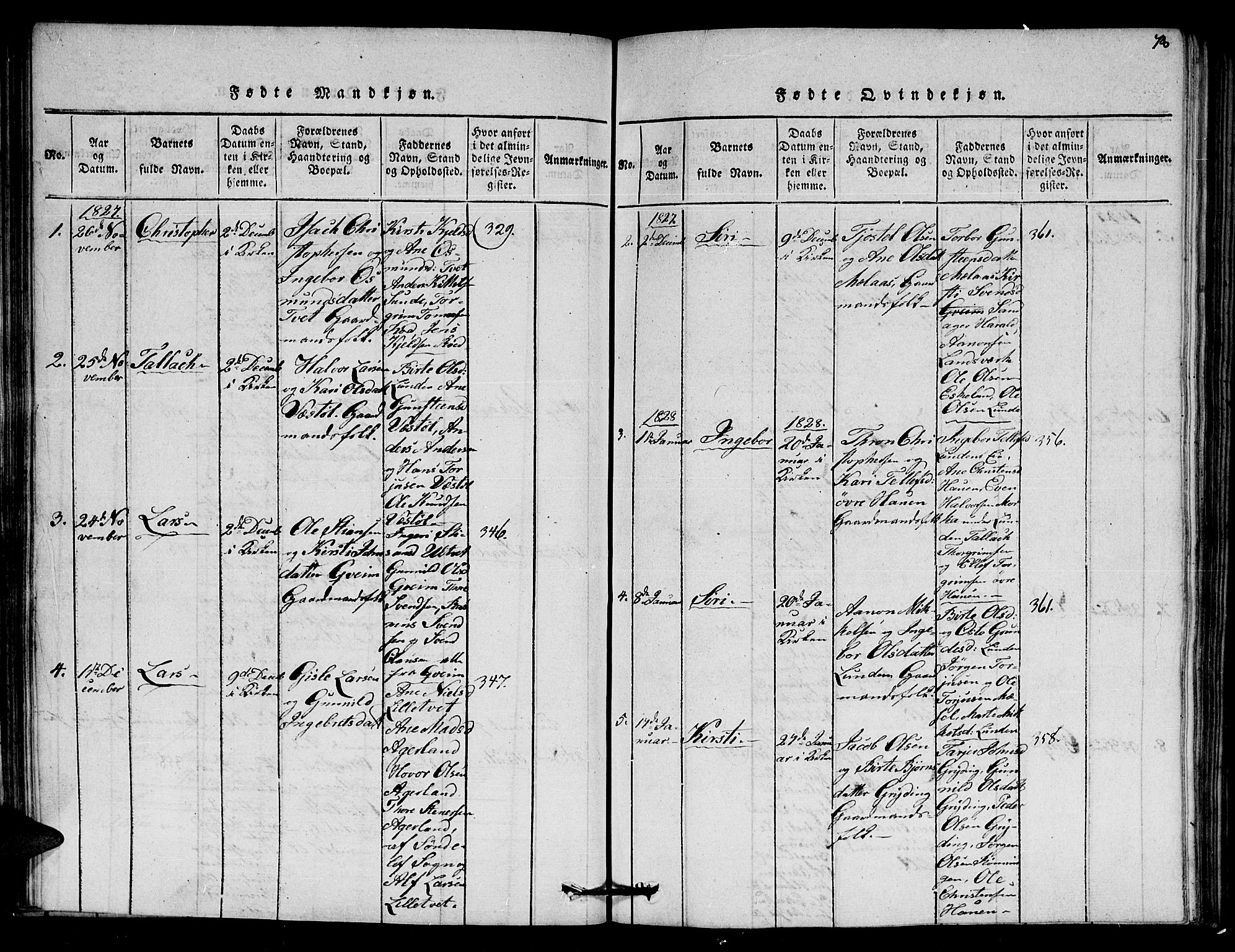 Gjerstad sokneprestkontor, AV/SAK-1111-0014/F/Fa/Faa/L0004: Parish register (official) no. A 4, 1816-1829, p. 78