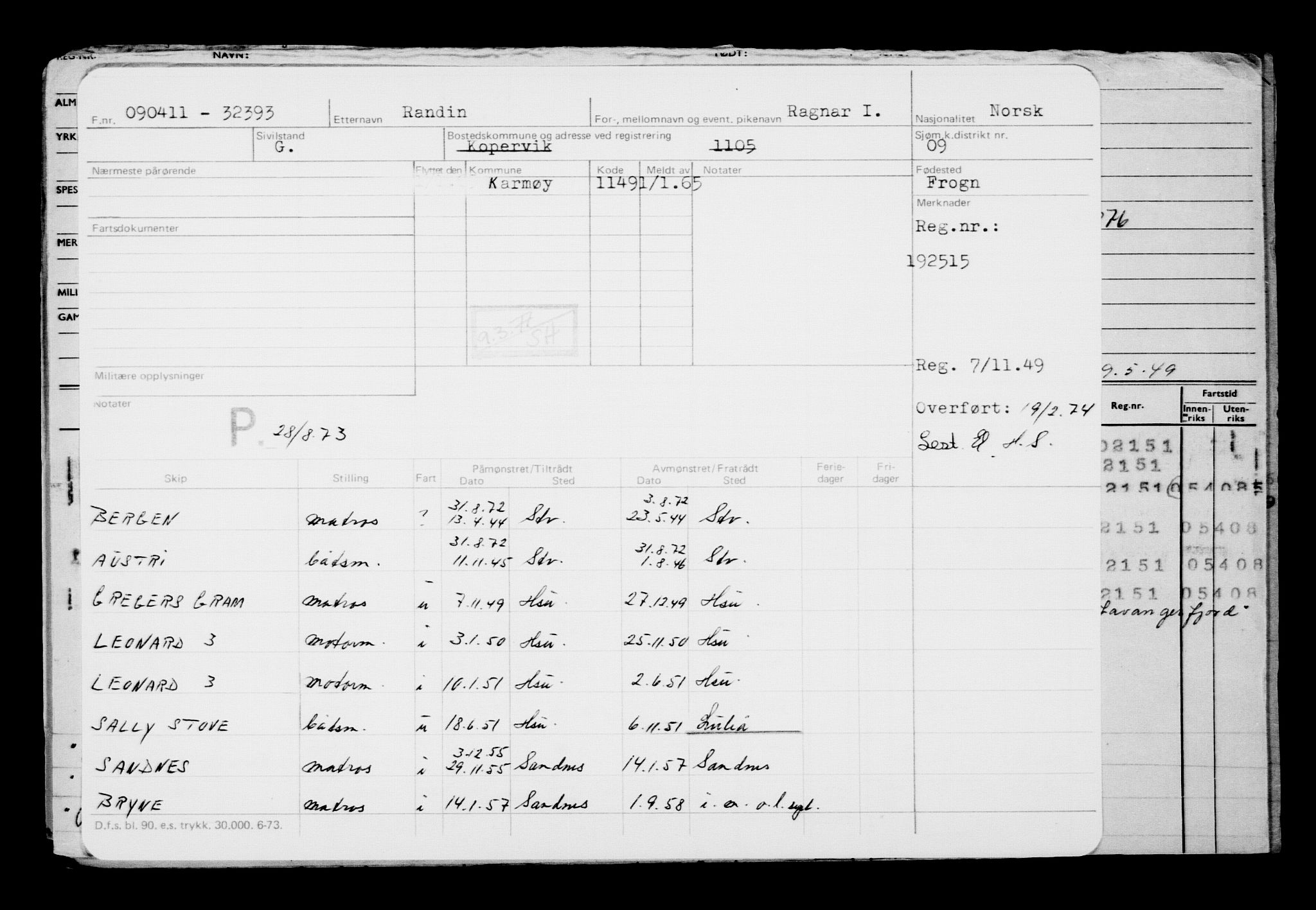 Direktoratet for sjømenn, AV/RA-S-3545/G/Gb/L0095: Hovedkort, 1911, p. 140