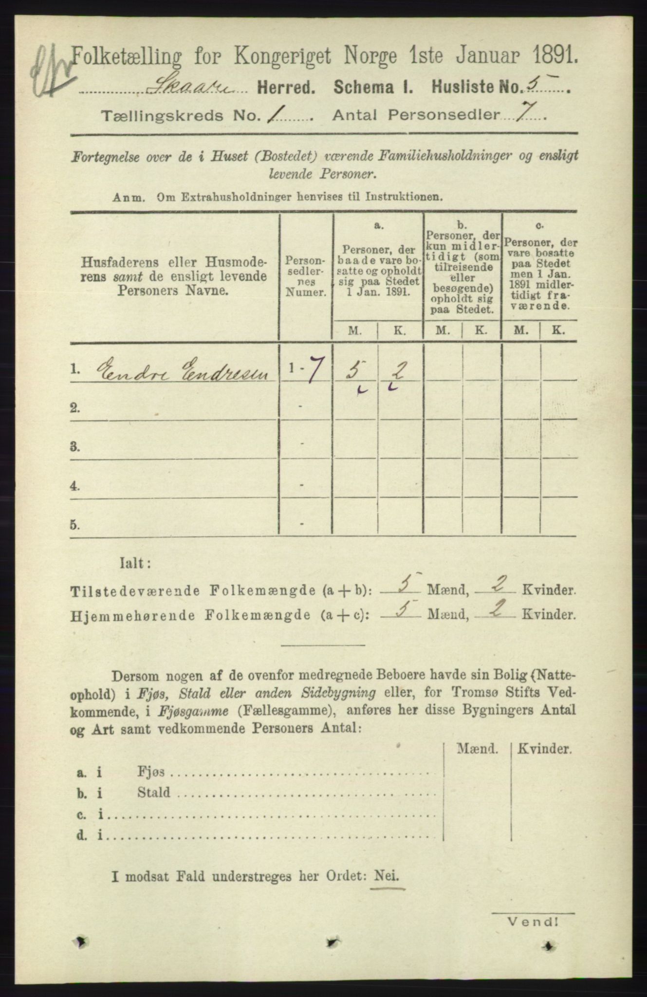 RA, 1891 census for 1153 Skåre, 1891, p. 22