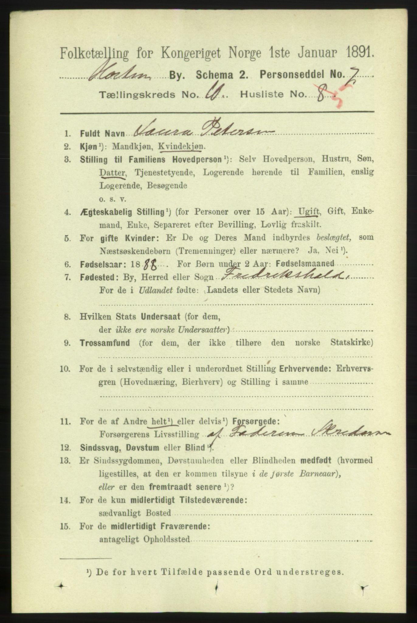 RA, 1891 census for 0703 Horten, 1891, p. 6196