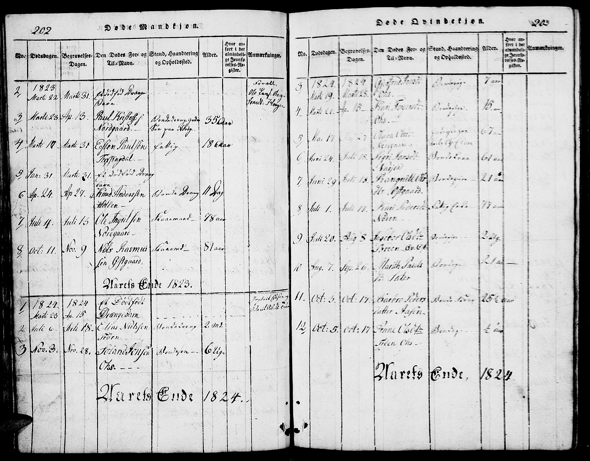 Tolga prestekontor, AV/SAH-PREST-062/L/L0002: Parish register (copy) no. 2, 1815-1844, p. 202-203