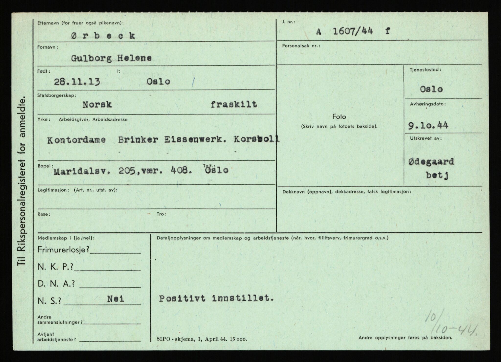 Statspolitiet - Hovedkontoret / Osloavdelingen, AV/RA-S-1329/C/Ca/L0016: Uberg - Øystese, 1943-1945, p. 3617