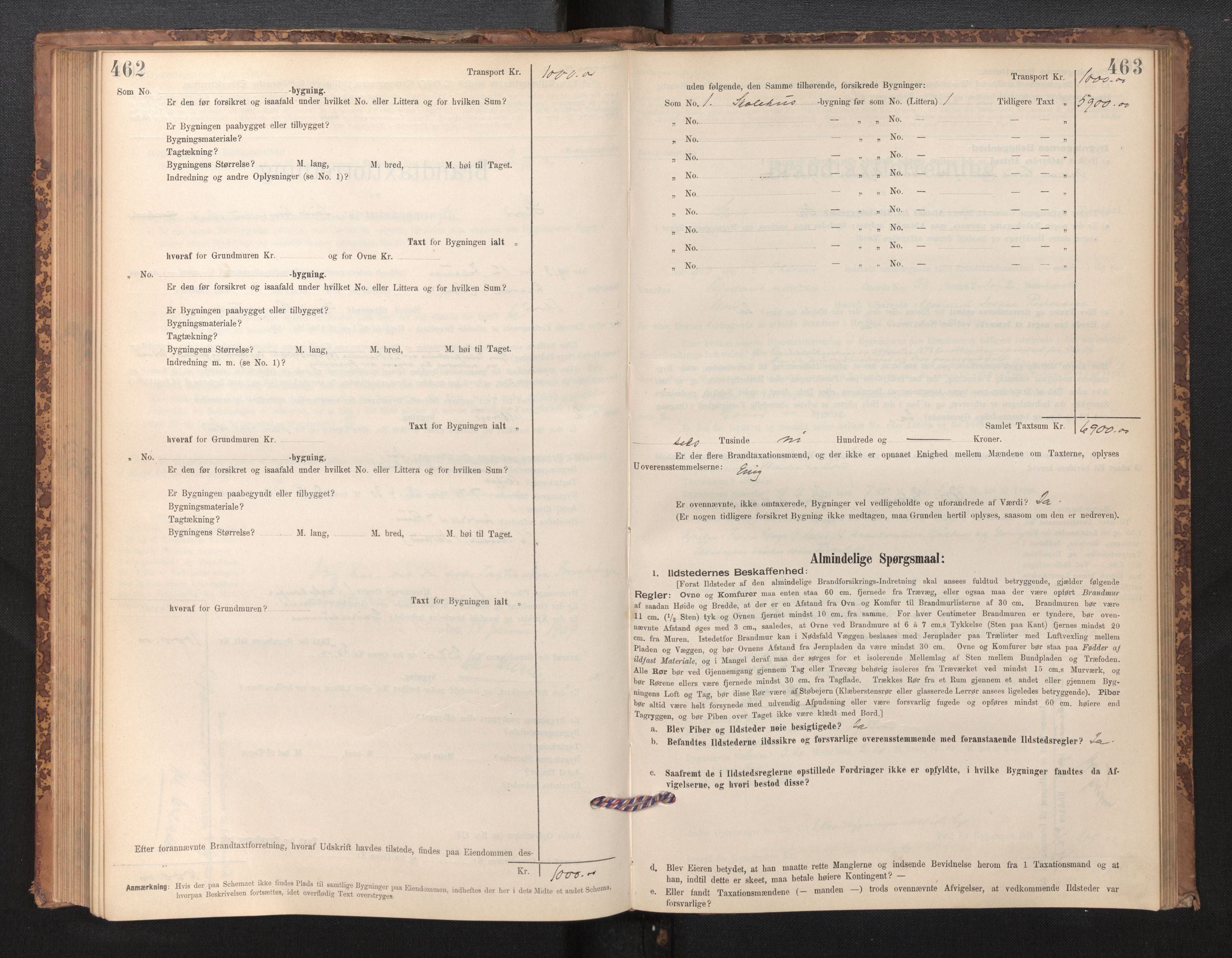 Lensmannen i Stord, SAB/A-35001/0012/L0002: Branntakstprotokoll, skjematakst, 1897-1922, p. 462-463