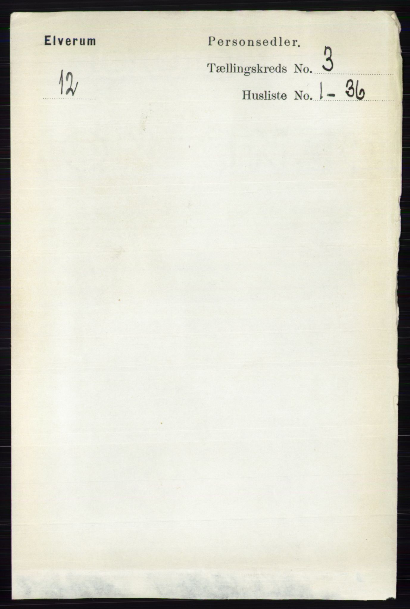 RA, 1891 census for 0427 Elverum, 1891, p. 1850