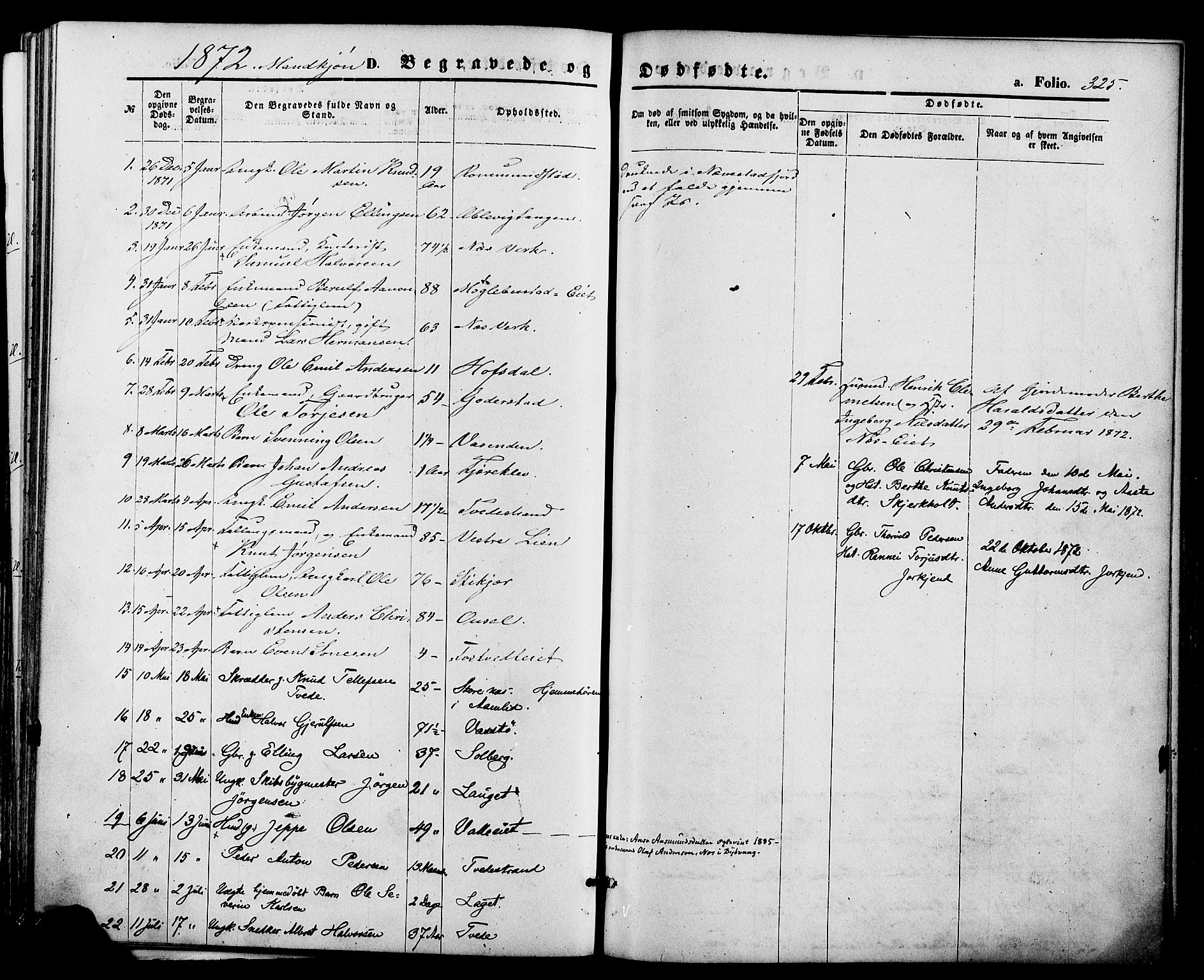 Holt sokneprestkontor, SAK/1111-0021/F/Fa/L0010: Parish register (official) no. A 10, 1872-1885, p. 325