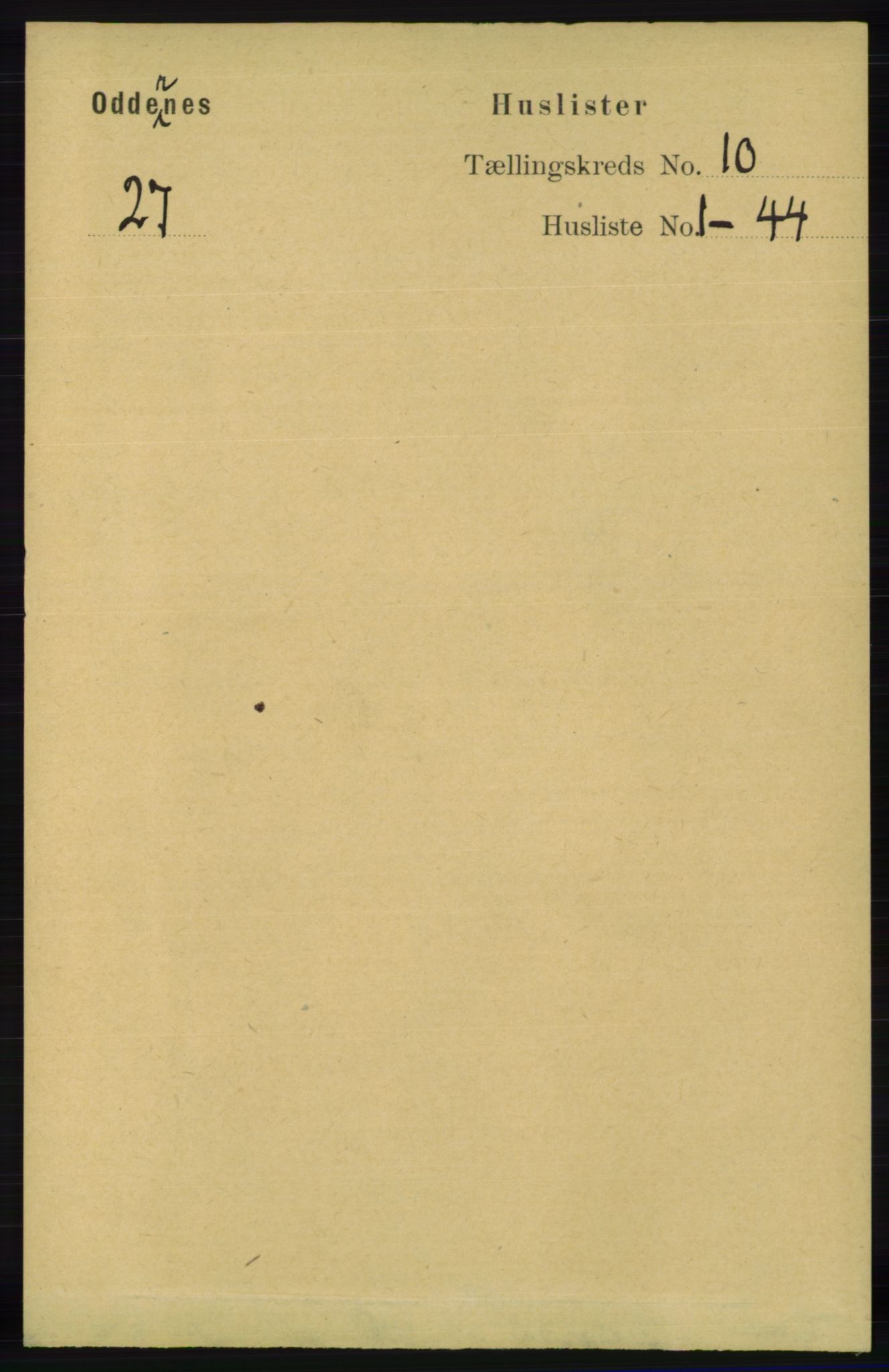 RA, 1891 census for 1012 Oddernes, 1891, p. 3798