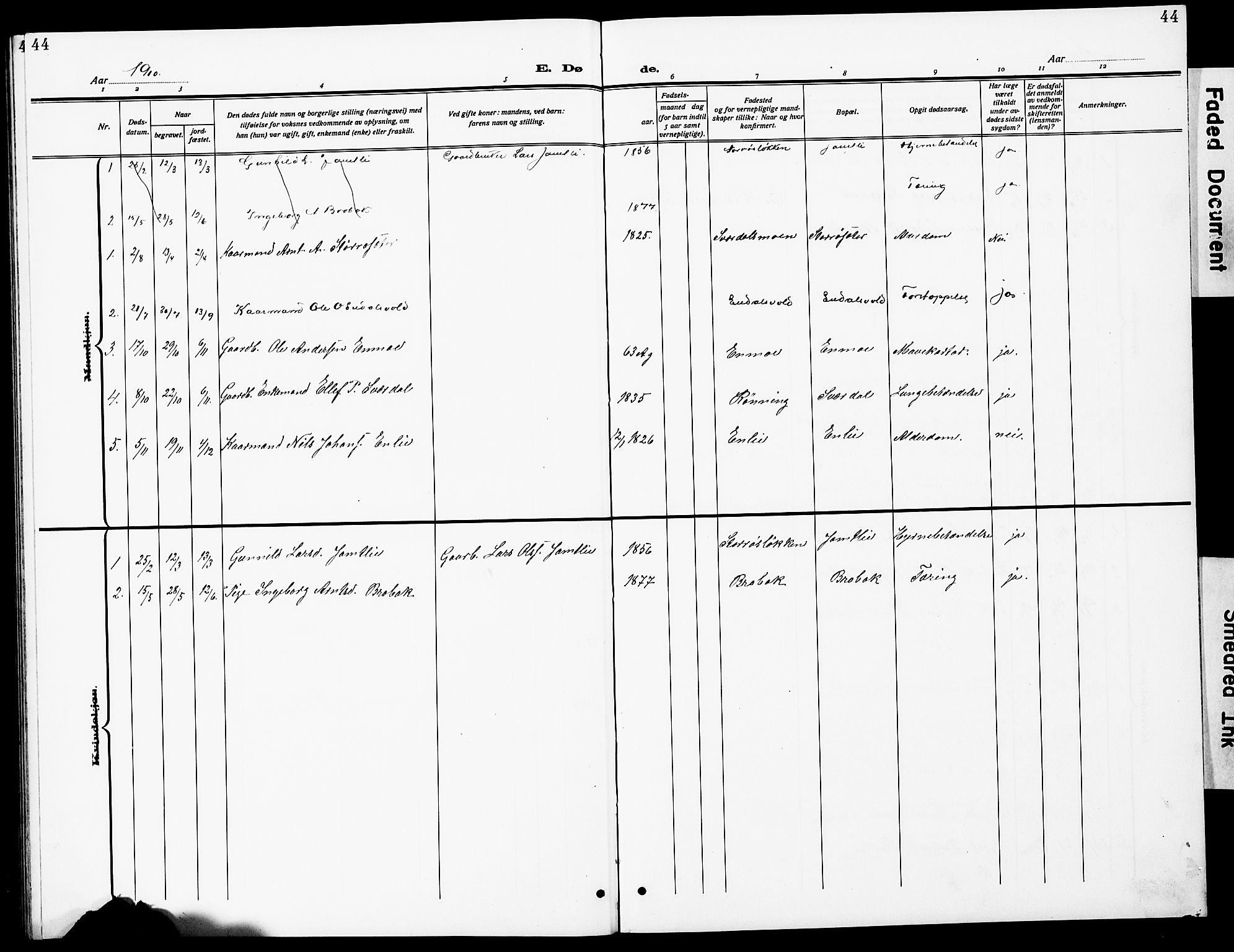 Ministerialprotokoller, klokkerbøker og fødselsregistre - Sør-Trøndelag, SAT/A-1456/690/L1052: Parish register (copy) no. 690C02, 1907-1929, p. 44