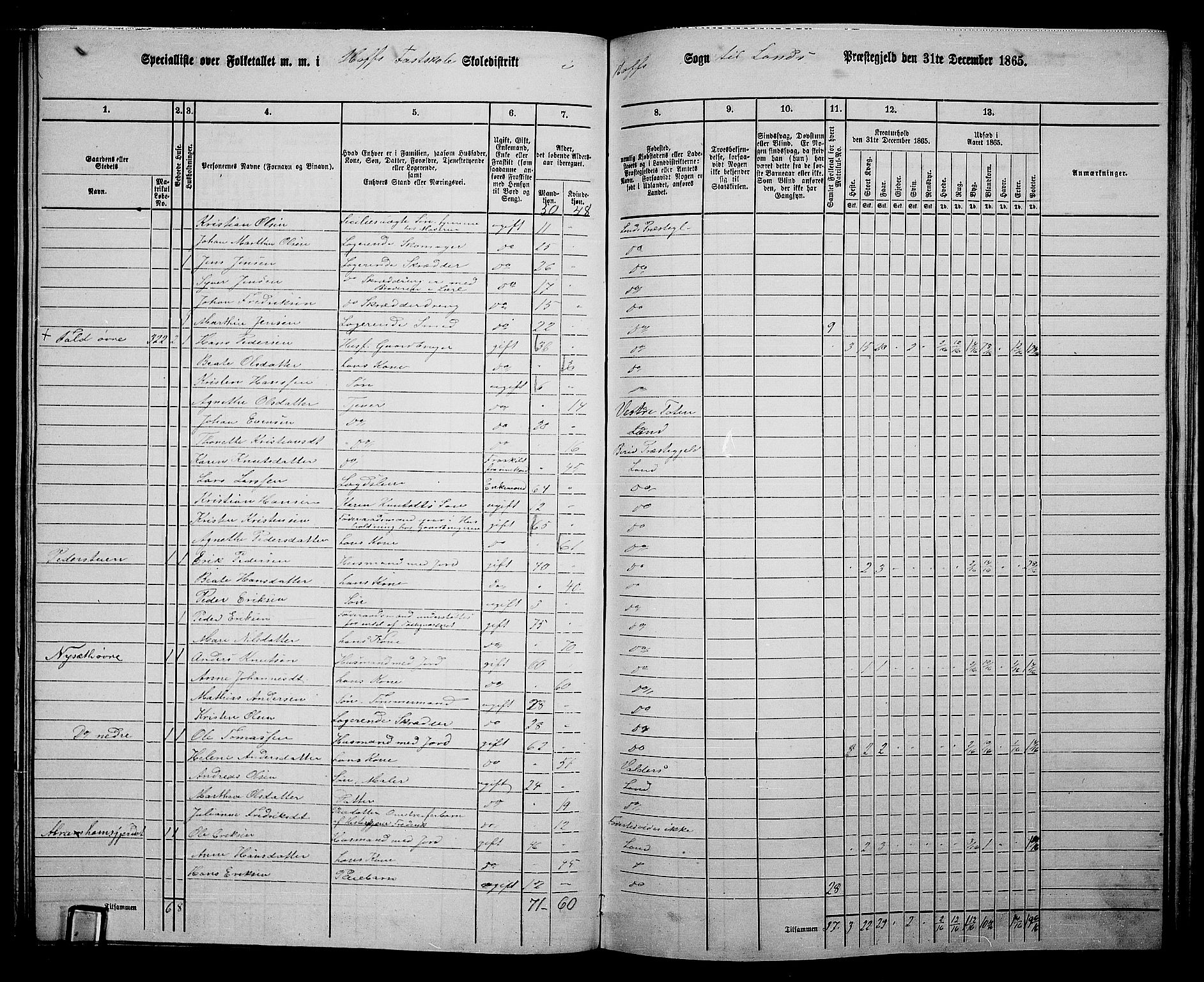 RA, 1865 census for Land, 1865, p. 359