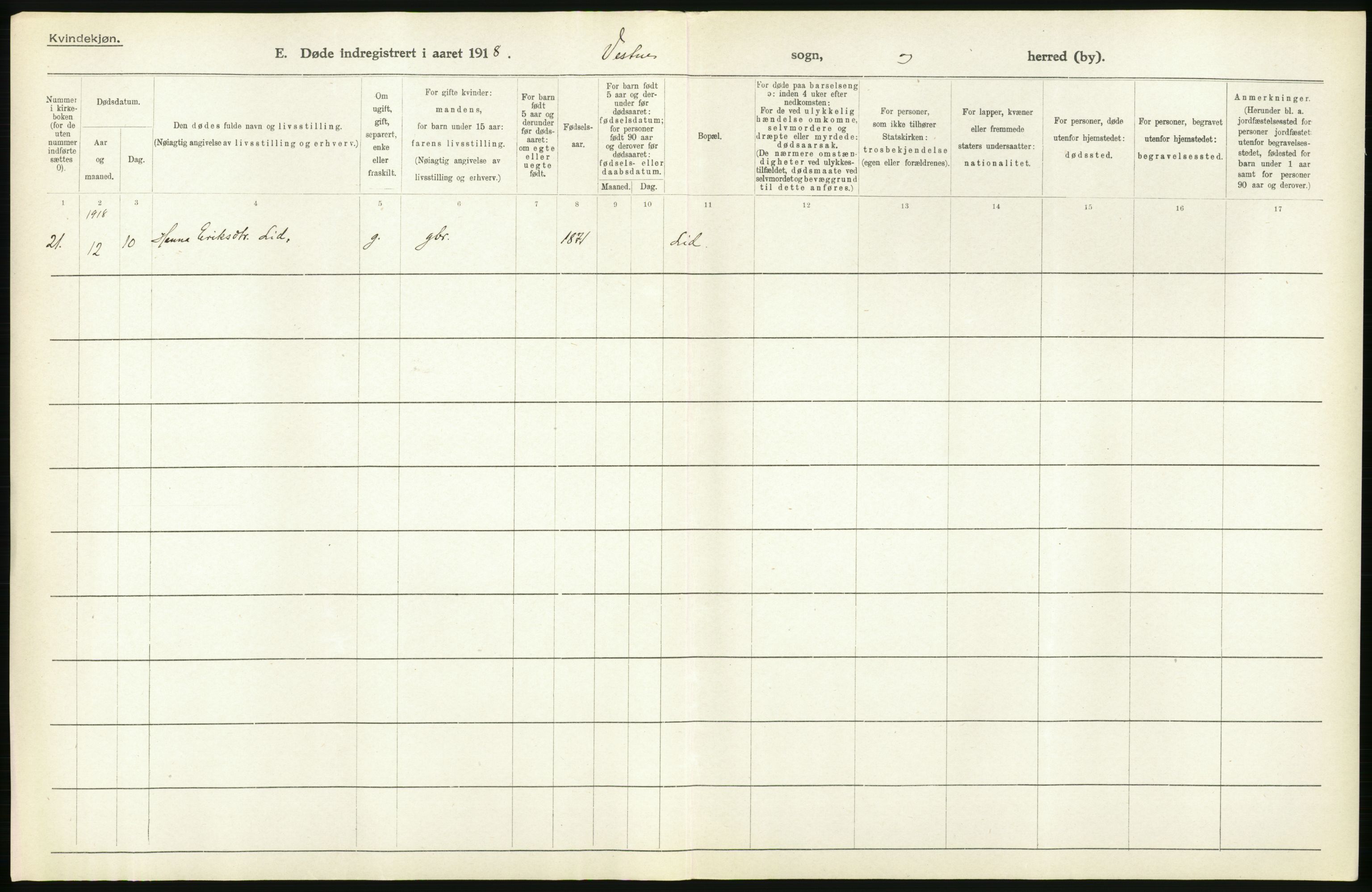 Statistisk sentralbyrå, Sosiodemografiske emner, Befolkning, RA/S-2228/D/Df/Dfb/Dfbh/L0045: Møre fylke: Døde. Bygder og byer., 1918, p. 120