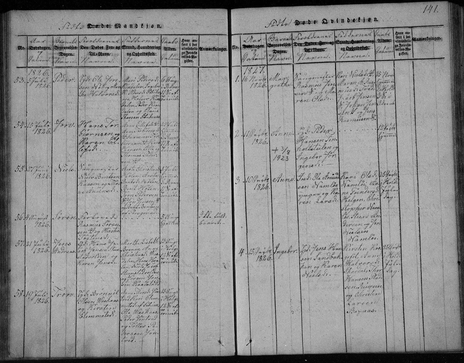 Holla kirkebøker, AV/SAKO-A-272/F/Fa/L0003: Parish register (official) no. 3, 1815-1830, p. 141
