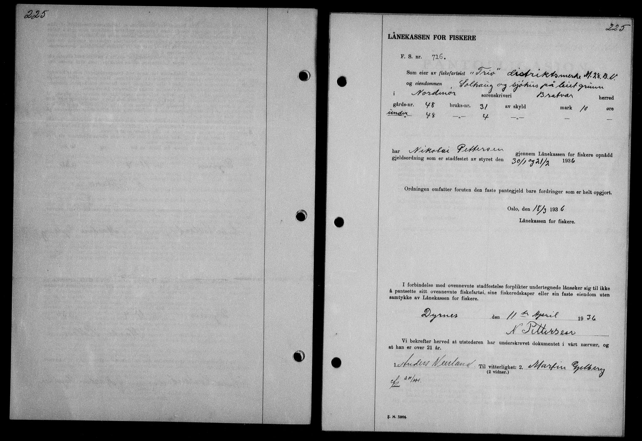 Nordmøre sorenskriveri, AV/SAT-A-4132/1/2/2Ca/L0088: Mortgage book no. 78, 1936-1936, Diary no: : 1062/1936