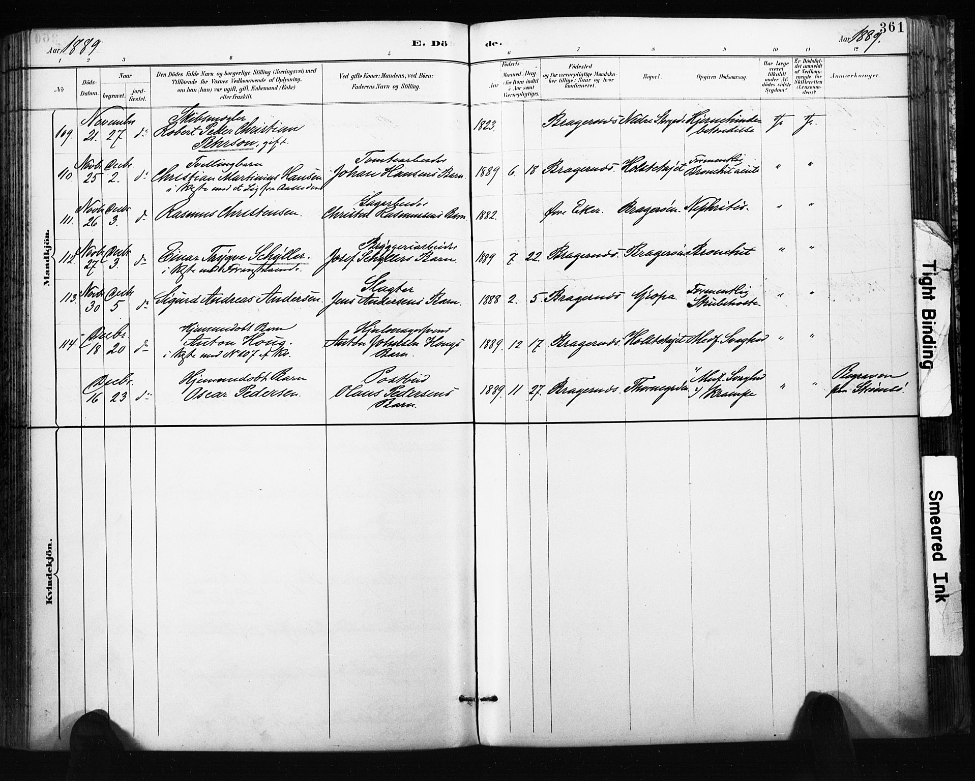 Bragernes kirkebøker, AV/SAKO-A-6/F/Fb/L0007: Parish register (official) no. II 7, 1885-1893, p. 361