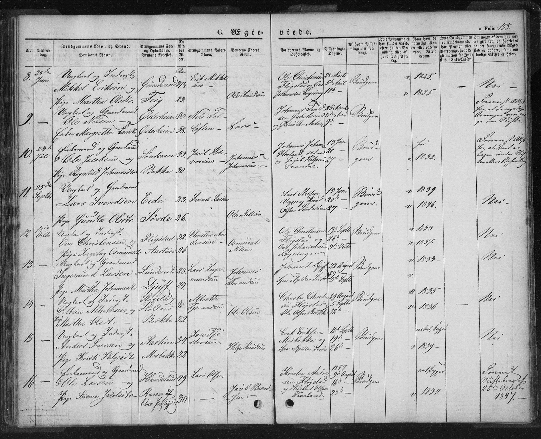 Sand sokneprestkontor, AV/SAST-A-101848/01/III/L0002: Parish register (official) no. A 2, 1838-1859, p. 155