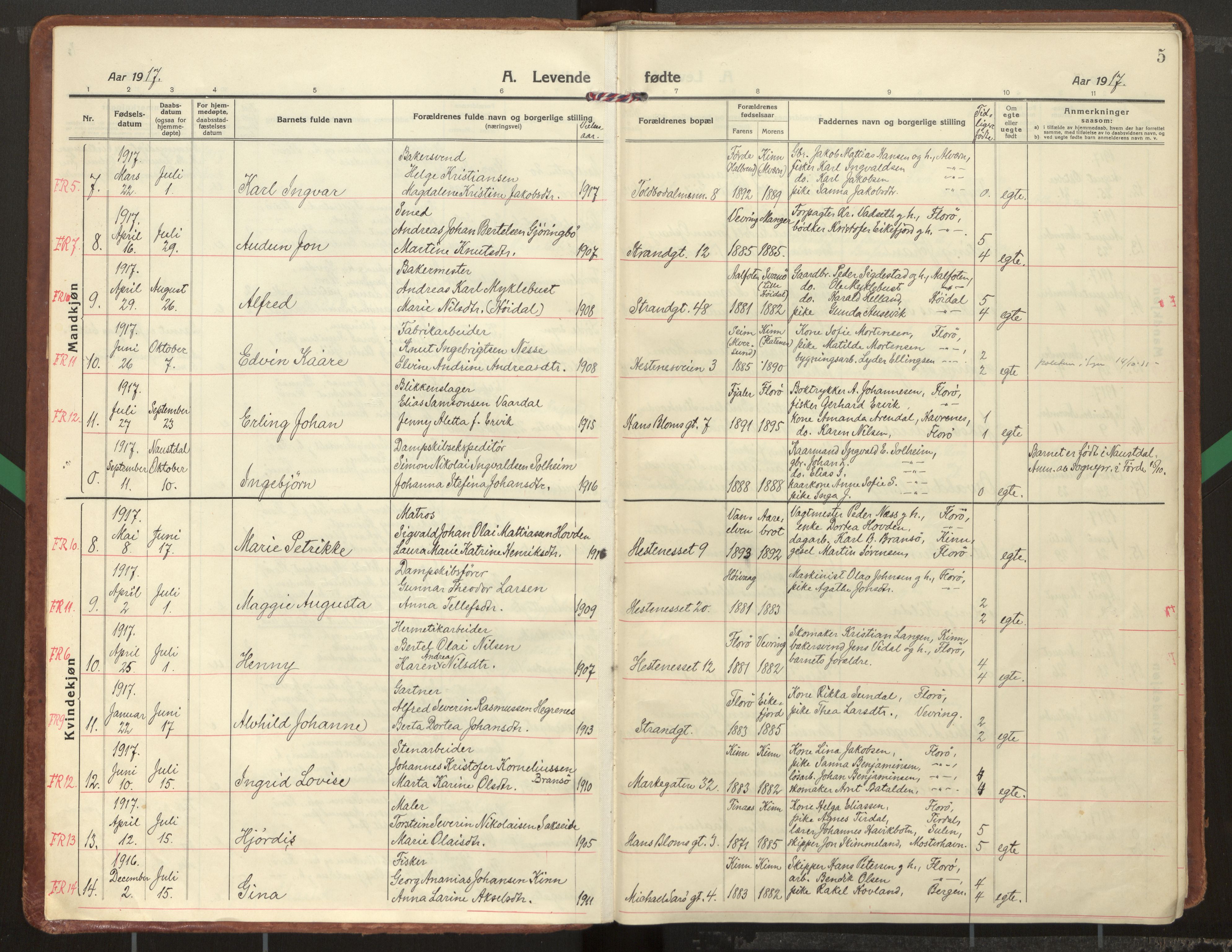 Kinn sokneprestembete, SAB/A-80801/H/Haa/Haac/L0003: Parish register (official) no. C 3, 1917-1934, p. 5