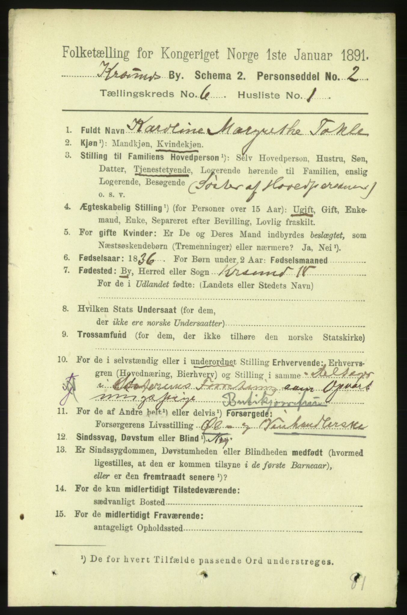 RA, 1891 census for 1503 Kristiansund, 1891, p. 5044