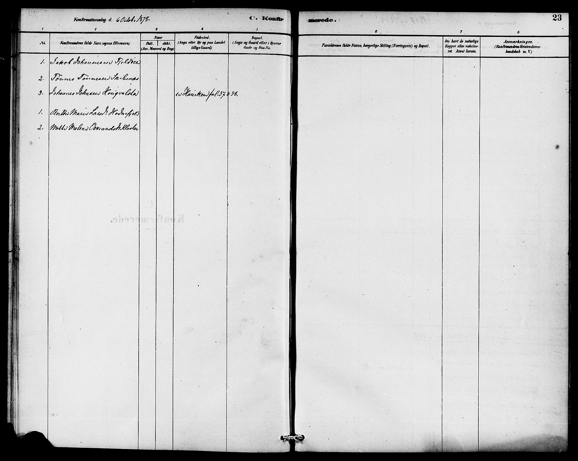 Rennesøy sokneprestkontor, SAST/A -101827/H/Ha/Haa/L0010: Parish register (official) no. A 10, 1878-1890, p. 23