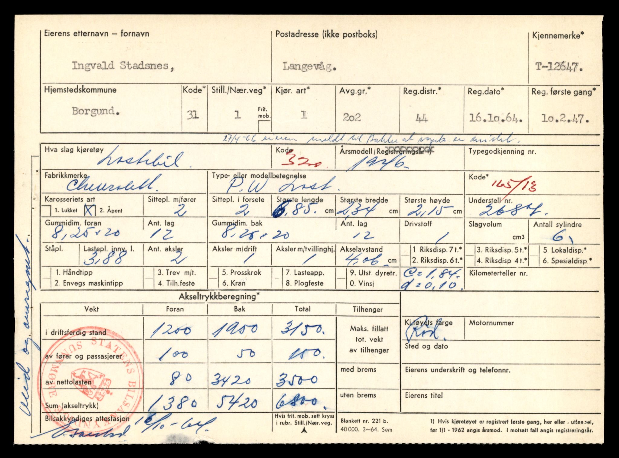 Møre og Romsdal vegkontor - Ålesund trafikkstasjon, AV/SAT-A-4099/F/Fe/L0034: Registreringskort for kjøretøy T 12500 - T 12652, 1927-1998, p. 2880