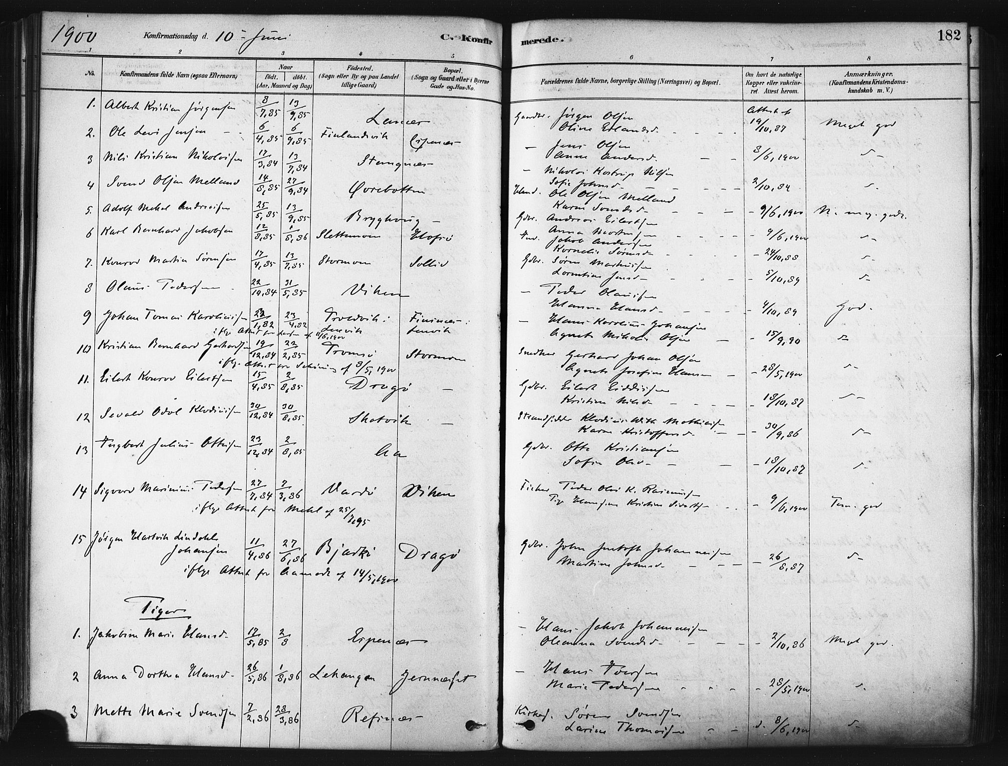 Tranøy sokneprestkontor, SATØ/S-1313/I/Ia/Iaa/L0009kirke: Parish register (official) no. 9, 1878-1904, p. 182