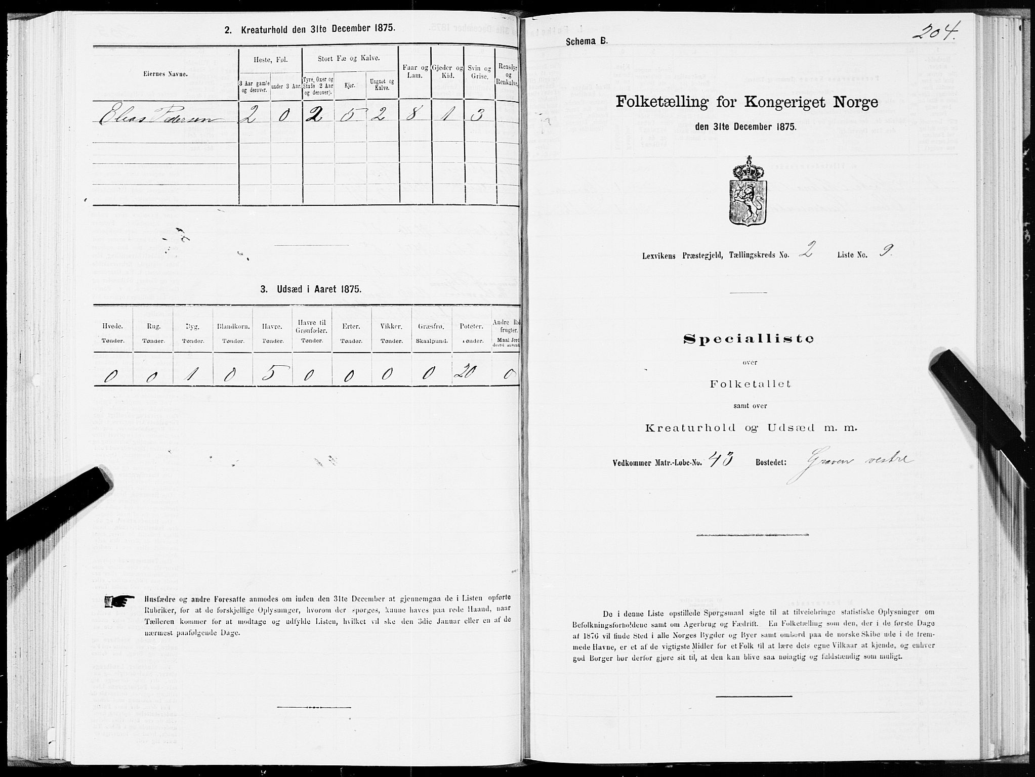 SAT, 1875 census for 1718P Leksvik, 1875, p. 1204