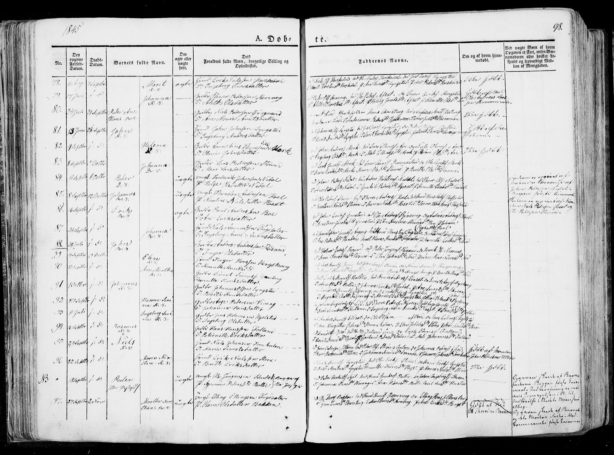 Ministerialprotokoller, klokkerbøker og fødselsregistre - Møre og Romsdal, SAT/A-1454/568/L0803: Parish register (official) no. 568A10, 1830-1853, p. 98