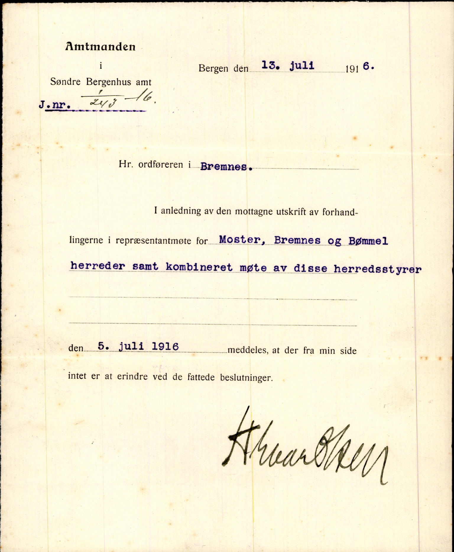 Finnaas kommune. Formannskapet, IKAH/1218a-021/D/Da/L0001/0013: Korrespondanse / saker / Kronologisk ordna korrespondanse , 1914-1916, p. 17