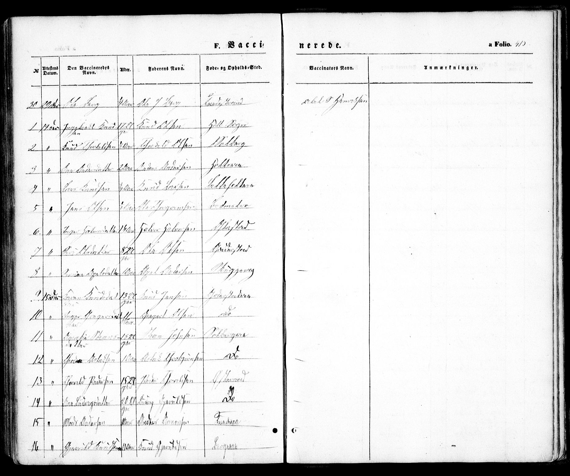 Holt sokneprestkontor, AV/SAK-1111-0021/F/Fa/L0008: Parish register (official) no. A 8, 1849-1860, p. 415