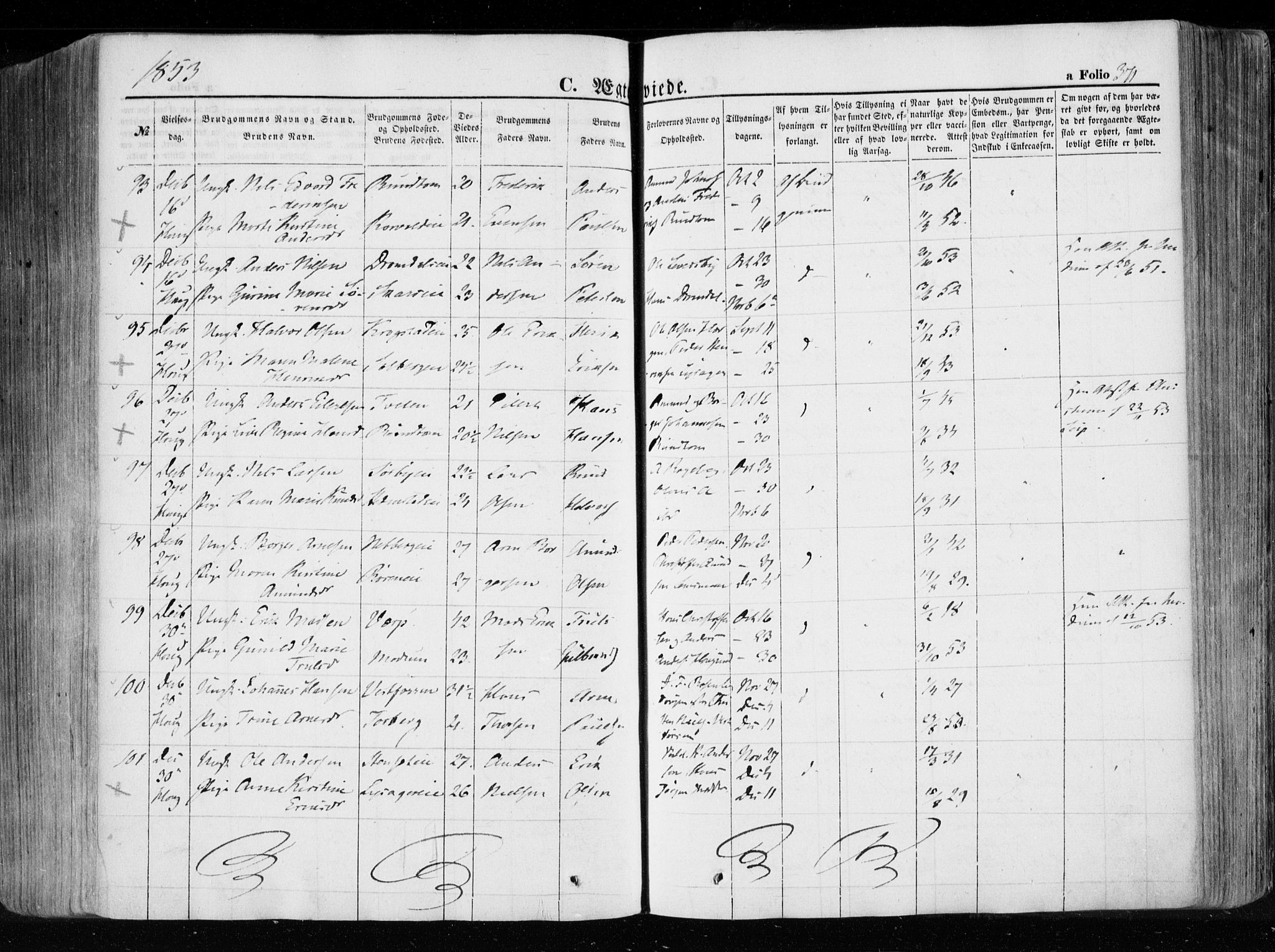 Eiker kirkebøker, AV/SAKO-A-4/F/Fa/L0014: Parish register (official) no. I 14, 1846-1854, p. 371