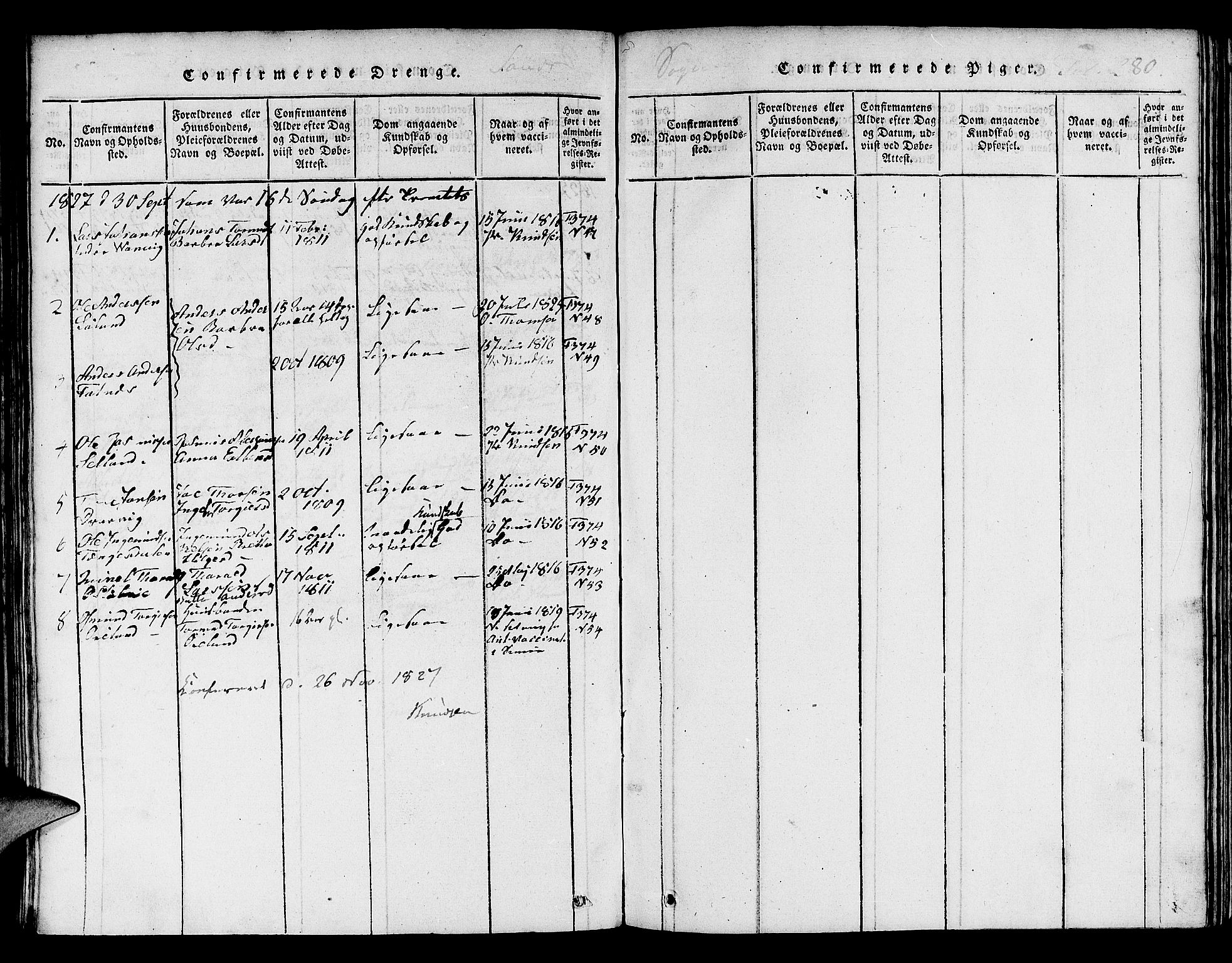 Jelsa sokneprestkontor, SAST/A-101842/01/V: Parish register (copy) no. B 1 /2, 1816-1828, p. 280