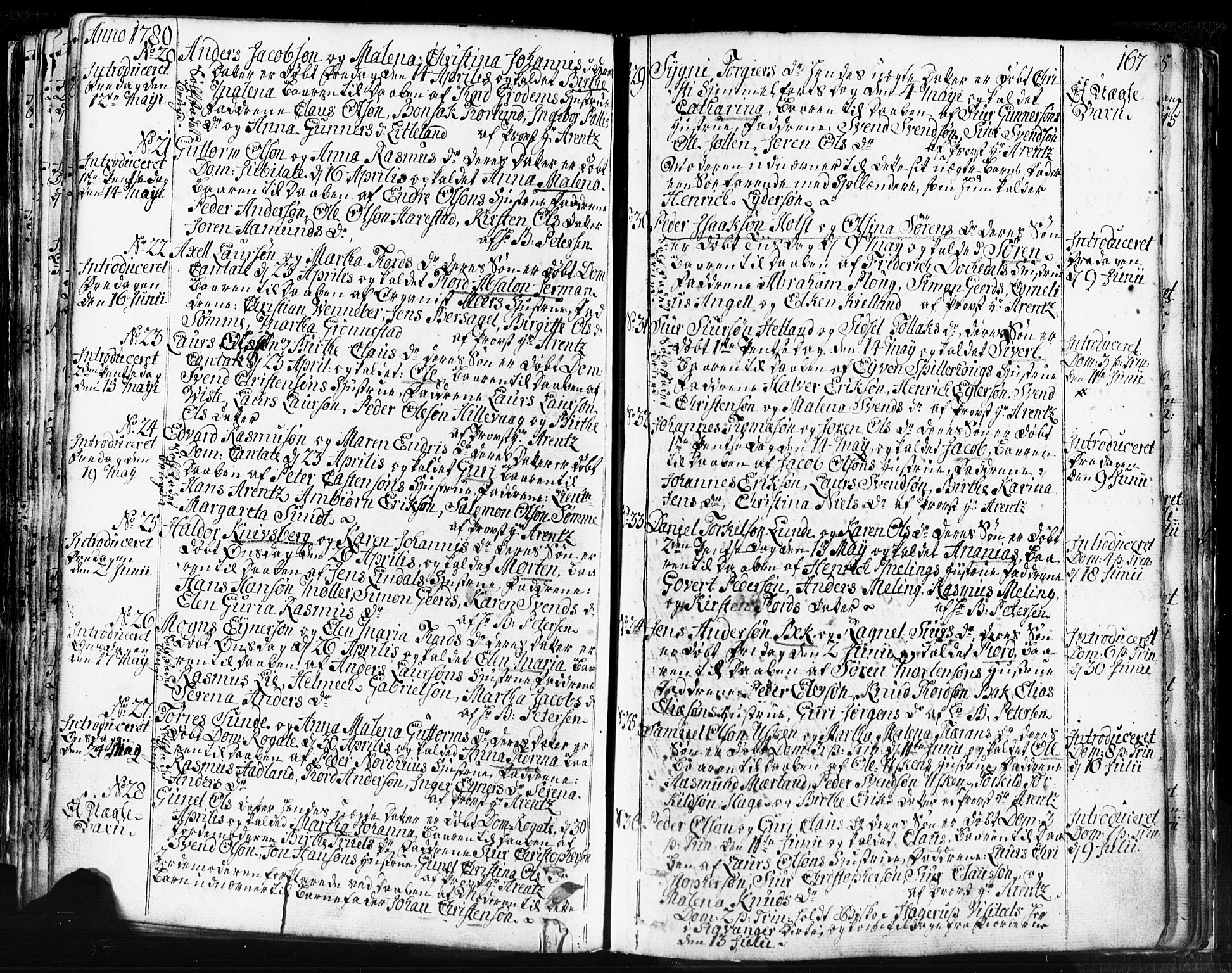 Domkirken sokneprestkontor, SAST/A-101812/001/30/30BB/L0004: Parish register (copy) no. B 4, 1752-1790, p. 167