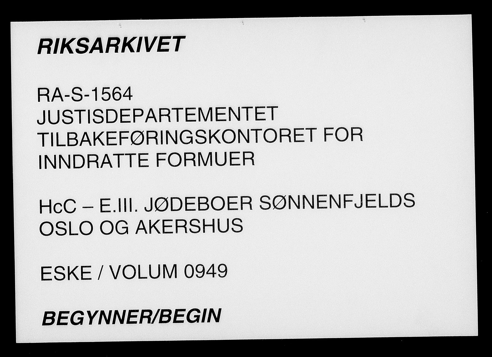 Justisdepartementet, Tilbakeføringskontoret for inndratte formuer, AV/RA-S-1564/H/Hc/Hcc/L0949: --, 1945-1947, p. 1