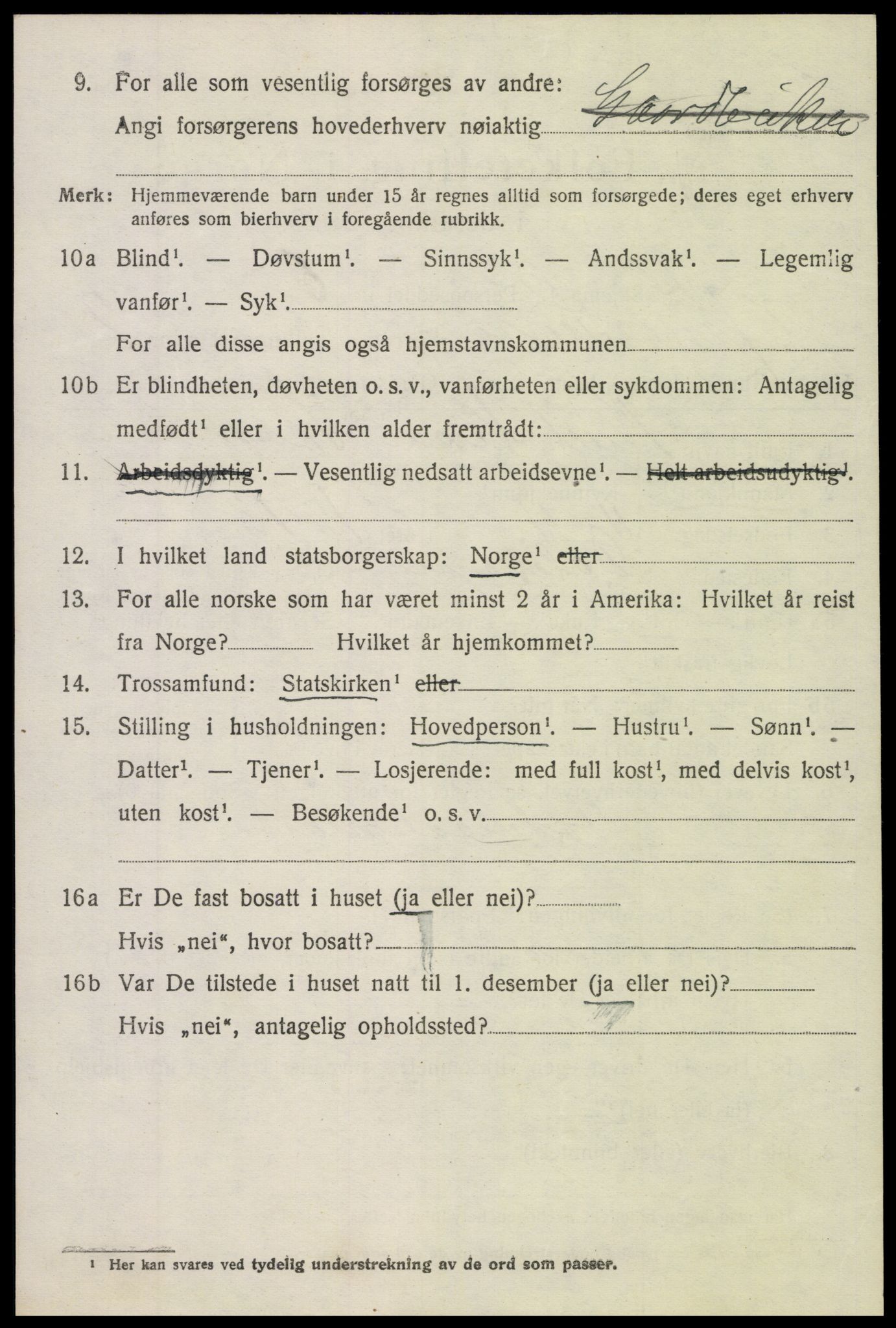 SAH, 1920 census for Øystre Slidre, 1920, p. 2166