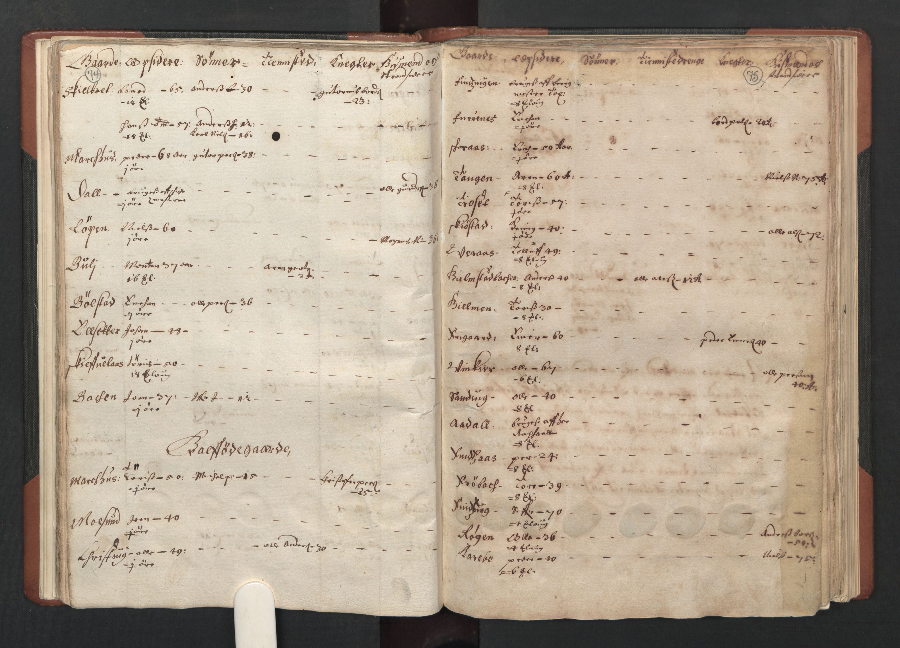 RA, Bailiff's Census 1664-1666, no. 19: Fosen fogderi, Inderøy fogderi, Selbu fogderi, Namdal fogderi and Stjørdal fogderi, 1664-1665, p. 74-75
