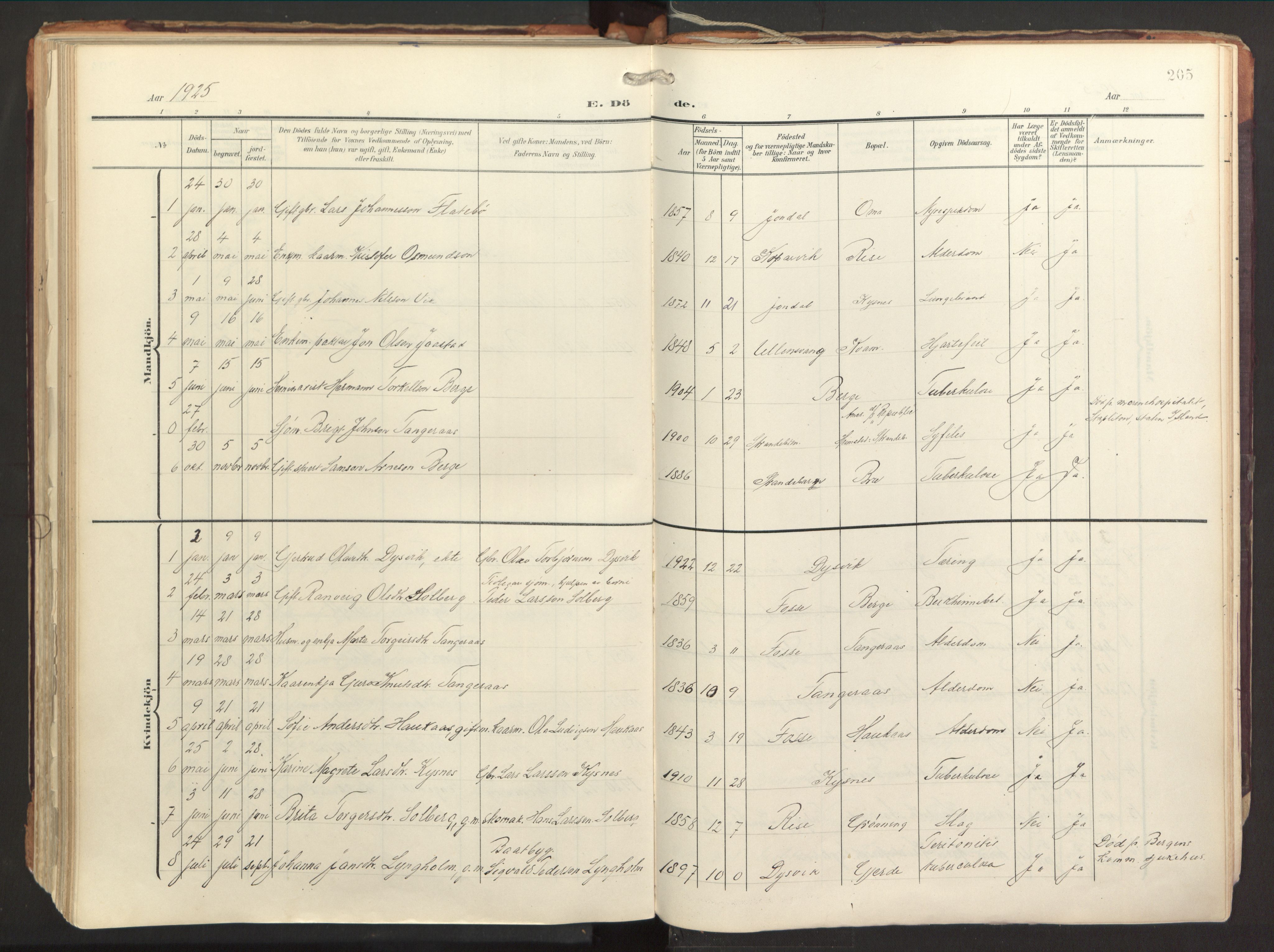 Strandebarm sokneprestembete, AV/SAB-A-78401/H/Haa: Parish register (official) no. B 2, 1909-1941, p. 205