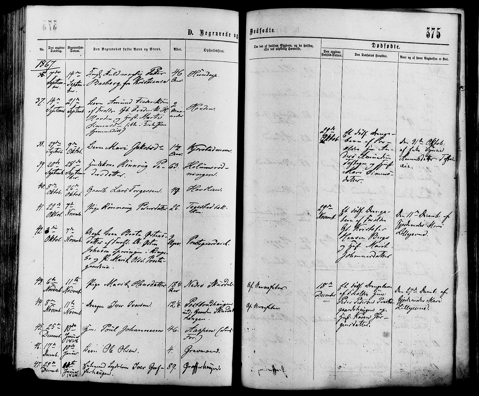 Sør-Fron prestekontor, AV/SAH-PREST-010/H/Ha/Haa/L0002: Parish register (official) no. 2, 1864-1880, p. 375