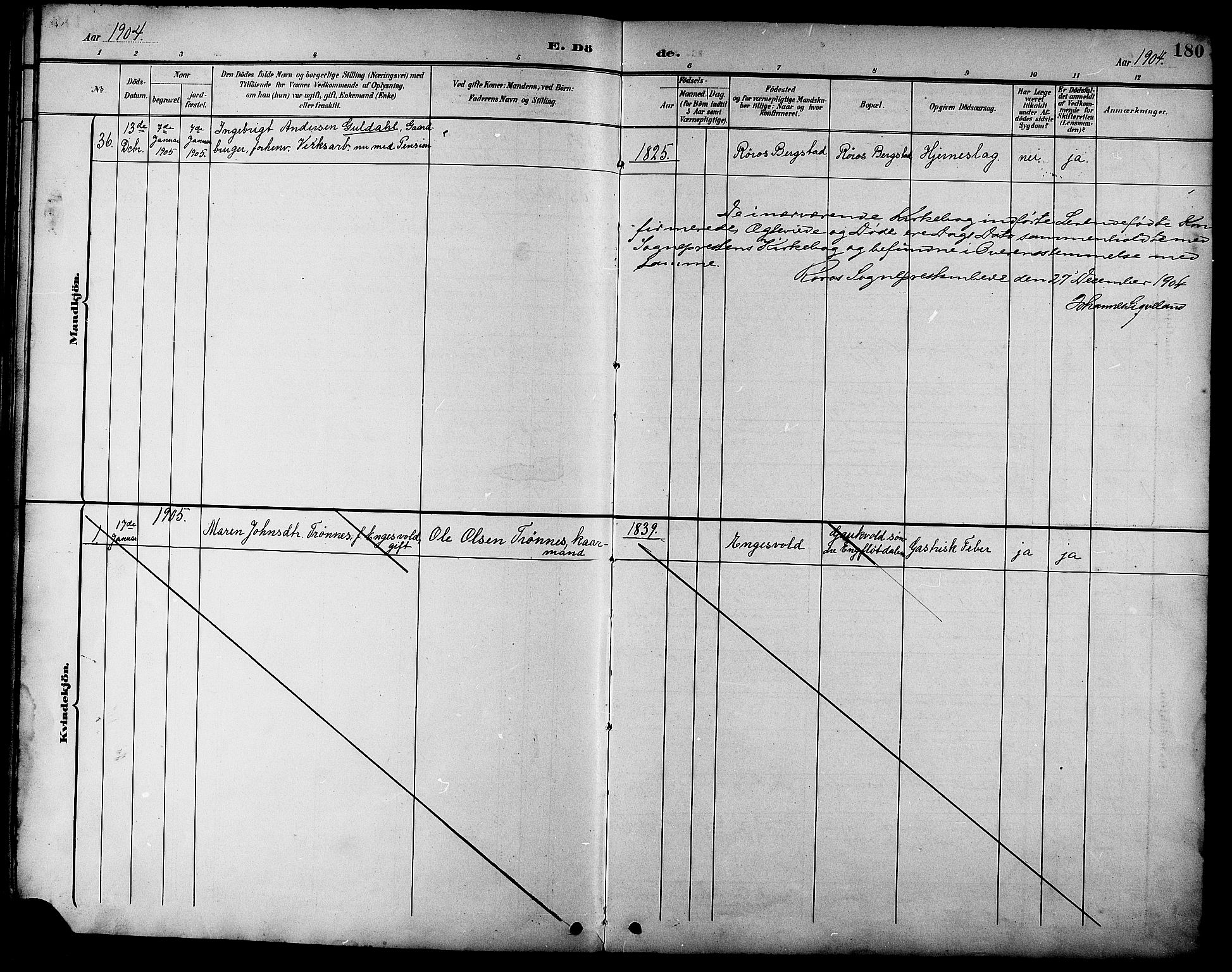 Ministerialprotokoller, klokkerbøker og fødselsregistre - Sør-Trøndelag, SAT/A-1456/681/L0941: Parish register (copy) no. 681C05, 1896-1905, p. 180