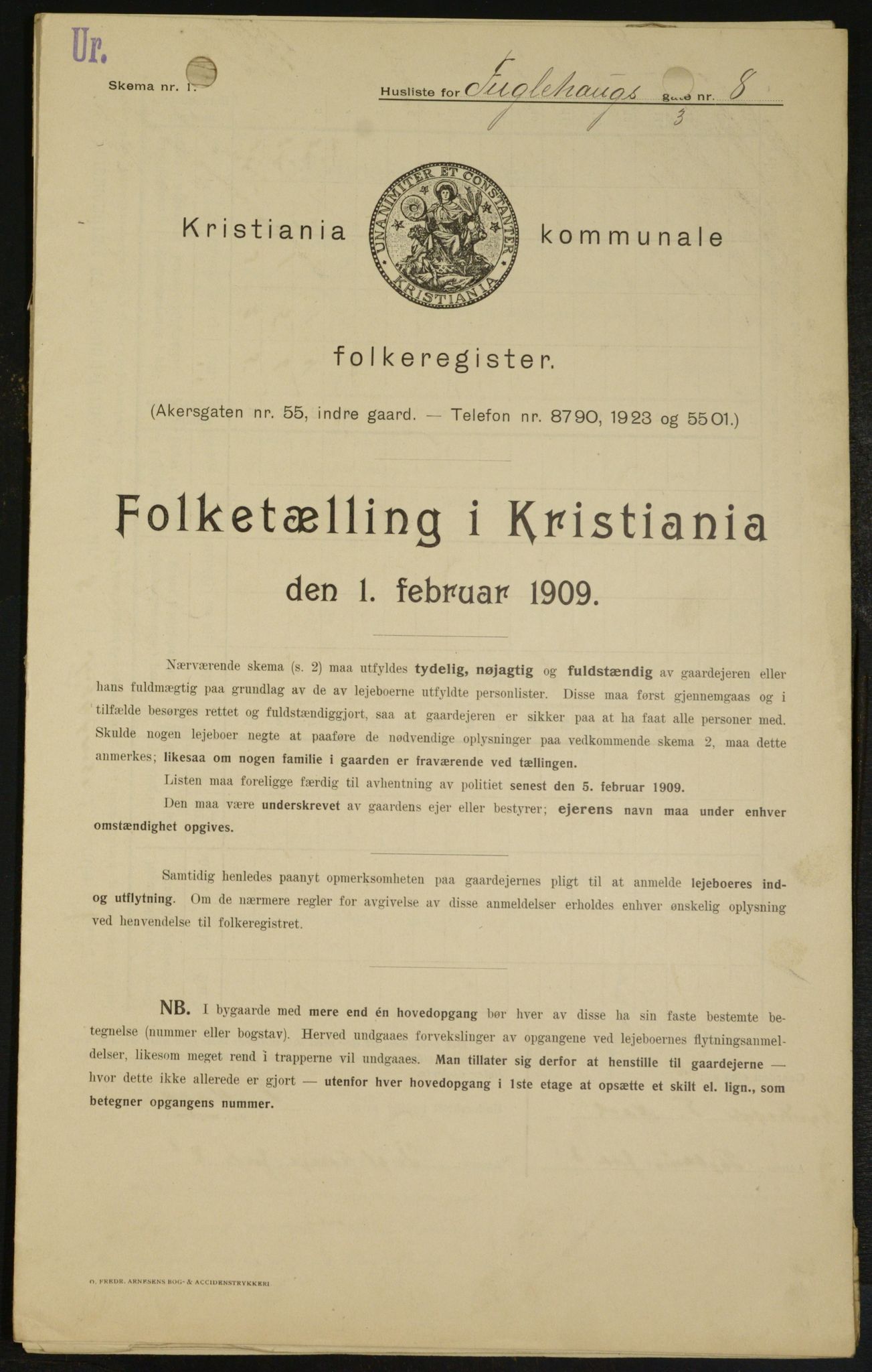 OBA, Municipal Census 1909 for Kristiania, 1909, p. 25820