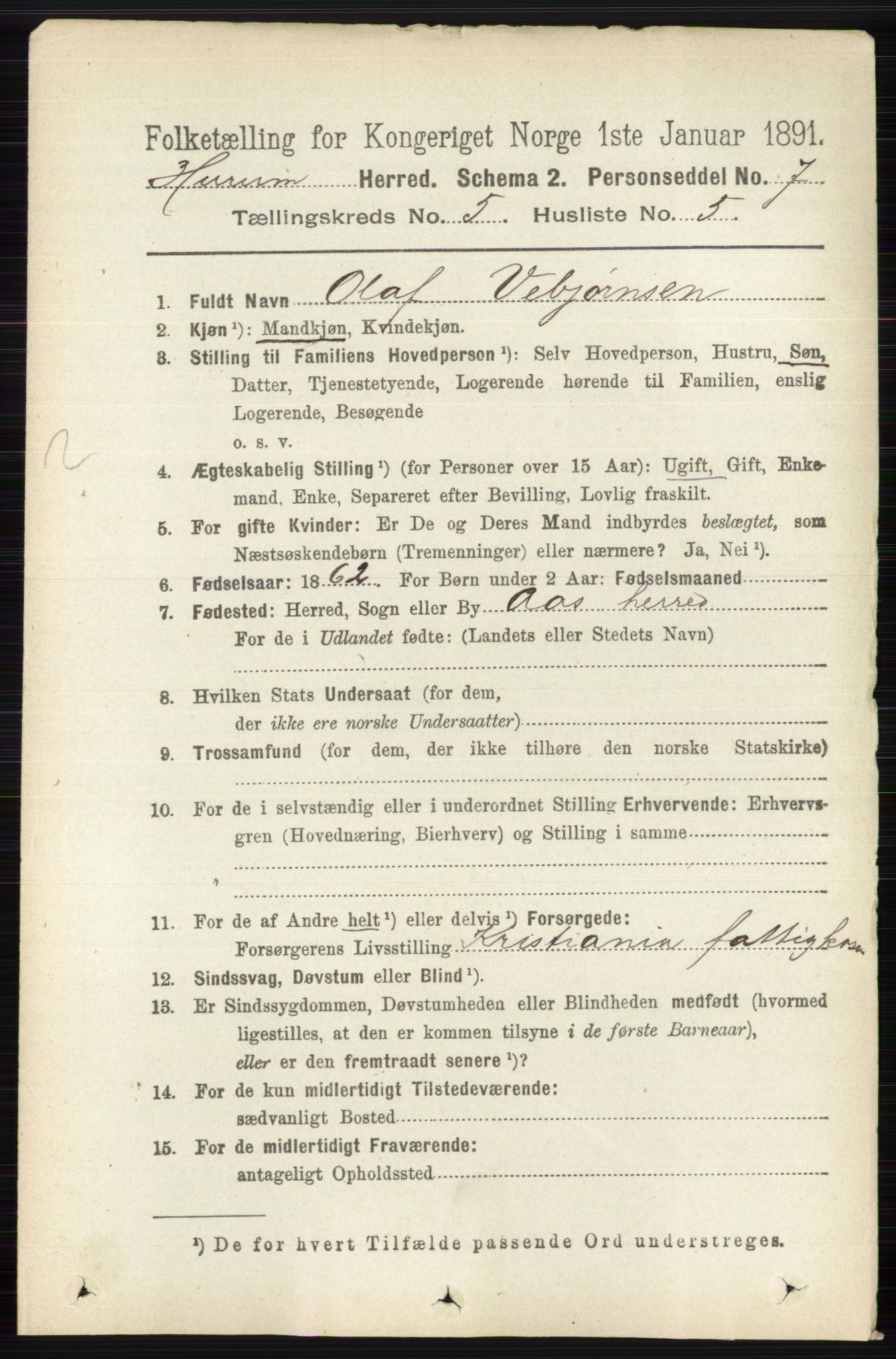 RA, 1891 census for 0628 Hurum, 1891, p. 1423