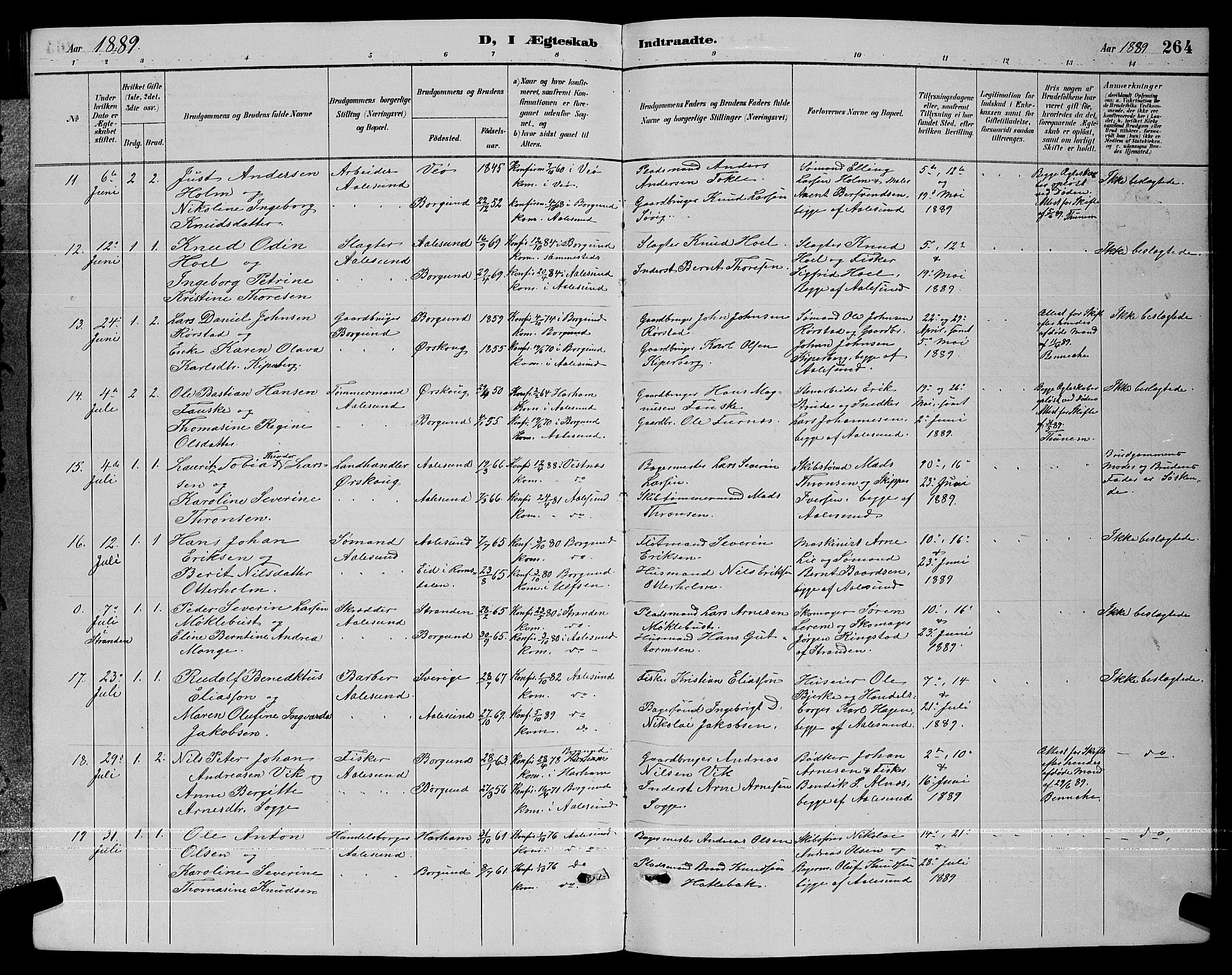 Ministerialprotokoller, klokkerbøker og fødselsregistre - Møre og Romsdal, AV/SAT-A-1454/529/L0467: Parish register (copy) no. 529C04, 1889-1897, p. 264