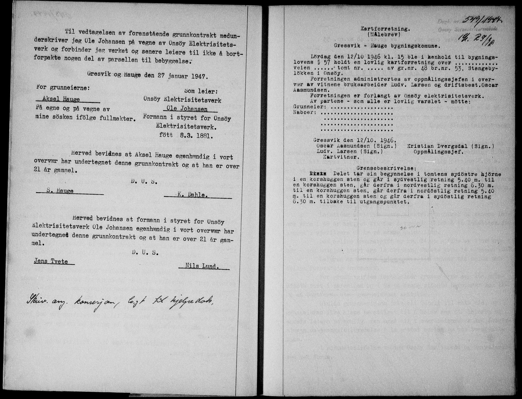 Onsøy sorenskriveri, SAO/A-10474/G/Ga/Gab/L0019a: Mortgage book no. II A-19, 1947-1947, Diary no: : 549/1947